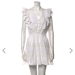 LoveShackFancy White Ruffled 100 percent Cotton Mini Dress